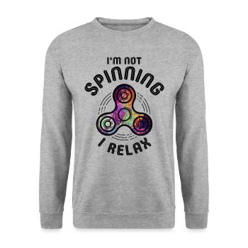 I'm not spinn, I relax / Fidget Spinner, fun - Unisex Sweatshirt - salt & pepper - Front - Alina (178cm) & Michal (187cm)