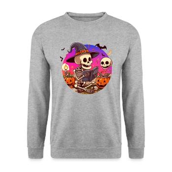 Mr. Bone Spooky Halloween 3 - Unisex Sweatshirt - salt & pepper - Front - Alina (178cm) & Michal (187cm)