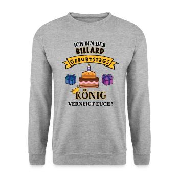 Billardspieler Geburtstag Billardspieler Geb Spiel - Unisex Pullover - Weißgrau meliert - Vorne - Alina (178cm) & Michal (187cm)
