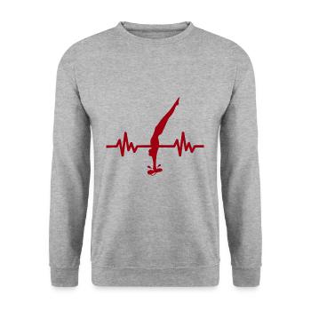 Heartbeat diver - water sports athlete - Unisex Sweatshirt - salt & pepper - Front - Alina (178cm) & Michal (187cm)