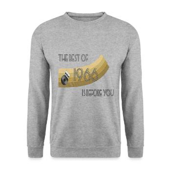Année de naissance 1966 Vintage Retro, naissance, anniversaire - Sweat-shirt Unisexe - gris chiné - Devant - Alina (178cm) & Michal (187cm)
