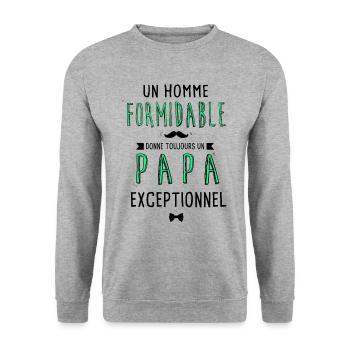 un homme formidable, papa exceptionnel - Sweat-shirt Unisexe - gris chiné - Devant - Alina (178cm) & Michal (187cm)