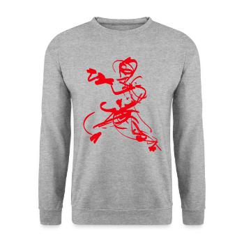 Kampfsport - Figur - Unisex Pullover - Weißgrau meliert - Vorne - Alina (178cm) & Michal (187cm)