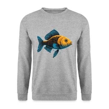Fantasy Fisch - Unisex Pullover - Weißgrau meliert - Vorne - Alina (178cm) & Michal (187cm)