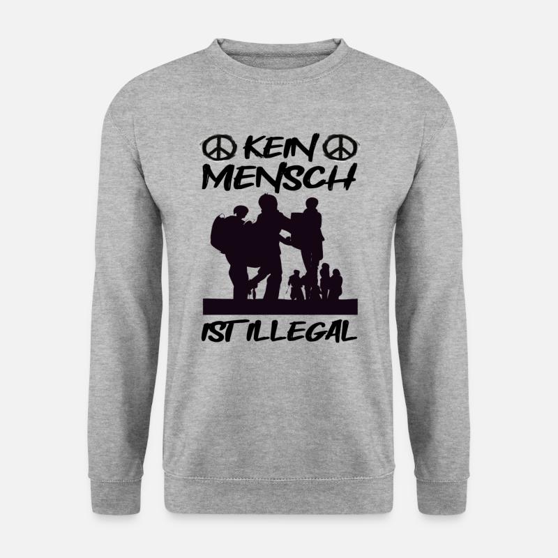 Kein Mensch ist Illegal! - Unisex Pullover - Weißgrau meliert