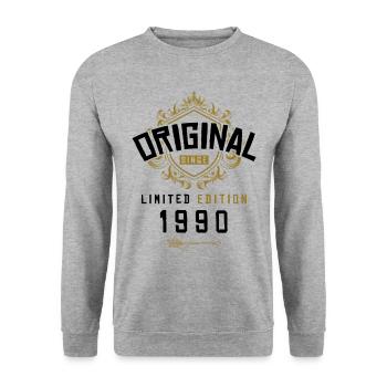 1990 limited edition Geburtstag - Unisex Pullover - Weißgrau meliert - Vorne - Alina (178cm) & Michal (187cm)