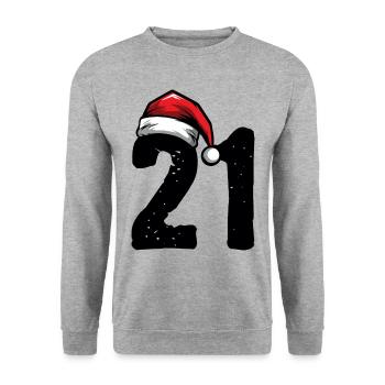 21 Numéro Noël - Sweat-shirt Unisexe - gris chiné - Devant - Alina (178cm) & Michal (187cm)