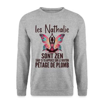 Humour Surprise pour Femme Nathalie - Sweat-shirt Unisexe - gris chiné - Devant - Alina (178cm) & Michal (187cm)