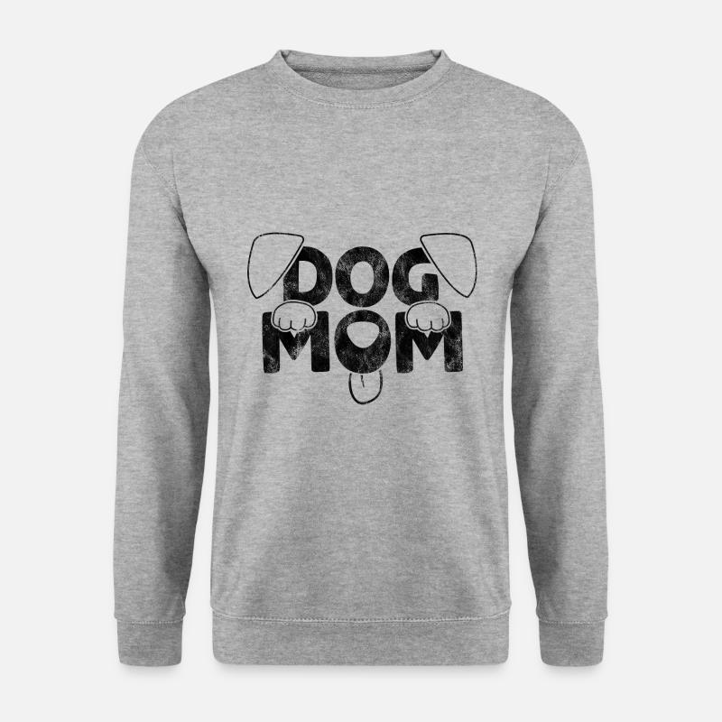 Dog Mom - Hund Hunde Spruch - Unisex Pullover - Weißgrau meliert