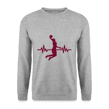 Haertbeat Basketball - USA - Team Sport - Hoops - Unisex Pullover - Weißgrau meliert - Vorne - Alina (178cm) & Michal (187cm)