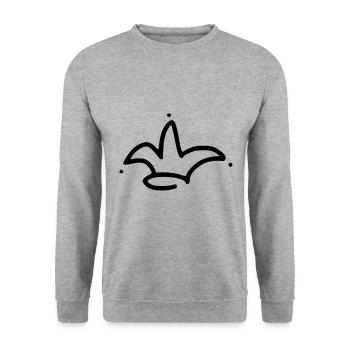 Emoji Krone Kronen Skizze schwarz - Unisex Pullover - Weißgrau meliert - Vorne - Alina (178cm) & Michal (187cm)