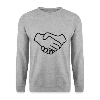 Emoji Main Donner Sketch Noir - Sweat-shirt Unisexe - gris chiné - Devant - Alina (178cm) & Michal (187cm)