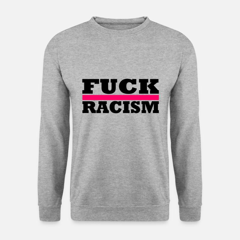 Fuck Racism - Unisex Pullover - Weißgrau meliert