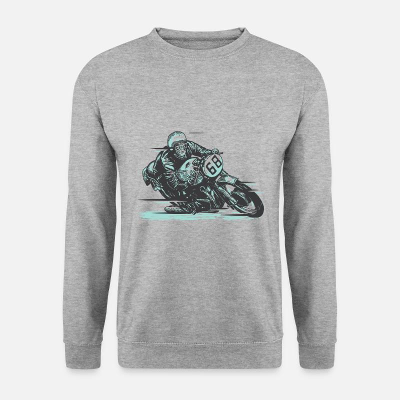 Motorradfahrer Oldtimer motorradrennen - Unisex Pullover - Weißgrau meliert