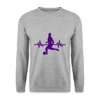 Herzschlag - Soccer / Sportverein Kicker Fußball - Unisex Pullover - Weißgrau meliert - Vorne - Alina (178cm) & Michal (187cm)