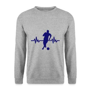 Herzschlag - Soccer / Sportverein Kicker Fußball - Unisex Pullover - Weißgrau meliert - Vorne - Alina (178cm) & Michal (187cm)