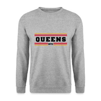 Queens Nyc - Unisex Pullover - Weißgrau meliert - Vorne - Alina (178cm) & Michal (187cm)