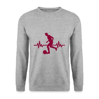 Herzschlag - Soccer / Sportverein Kicker Fußball - Unisex Pullover - Weißgrau meliert - Vorne - Alina (178cm) & Michal (187cm)