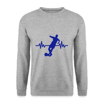 Herzschlag - Soccer / Sportverein Kicker Fußball - Unisex Pullover - Weißgrau meliert - Vorne - Alina (178cm) & Michal (187cm)