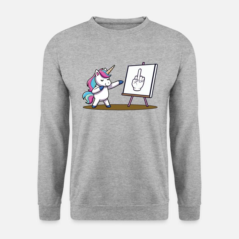 Mittelfinger - Unisex Pullover - Weißgrau meliert