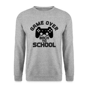 SPIEL VORBEI ZUR SCHULE EINSCHULUNG SPRUCH MOTIV - Unisex Pullover - Weißgrau meliert - Vorne - Alina (178cm) & Michal (187cm)