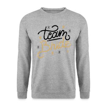 JGA Bachelorette Party Team Bride - Unisex Pullover - Weißgrau meliert - Vorne - Alina (178cm) & Michal (187cm)