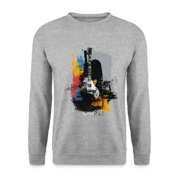 Grunge Guitar – Rock Art & Music Splash - Unisex Sweatshirt - salt & pepper - Front - Alina (178cm) & Michal (187cm)