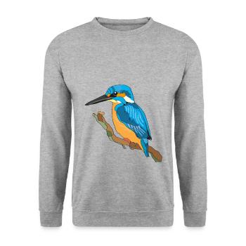 Eisvogel, Kingfisher - Unisex Pullover - Weißgrau meliert - Vorne - Alina (178cm) & Michal (187cm)