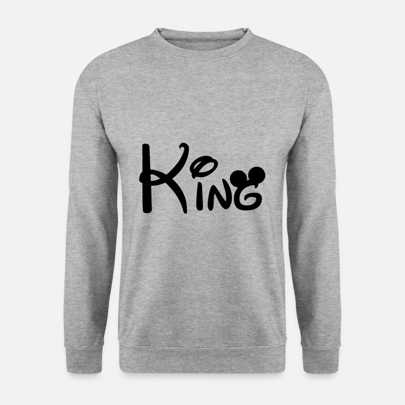 Pärchen Design! King - Queen! - Unisex Pullover - Weißgrau meliert