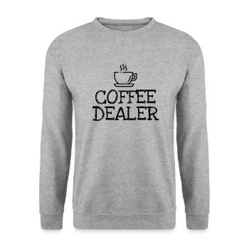 Coffee Dealer - Unisex Pullover - Weißgrau meliert - Vorne - Alina (178cm) & Michal (187cm)