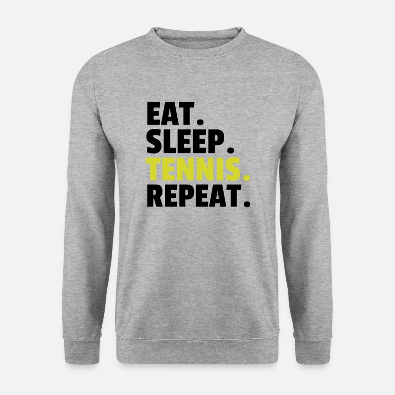 Eat. Sleep. Tennis. Repeat. - Unisex Pullover - Weißgrau meliert