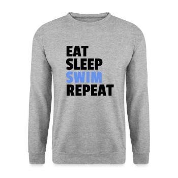 Eat Sleep Swim Repeat - Unisex Pullover - Weißgrau meliert - Vorne - Alina (178cm) & Michal (187cm)