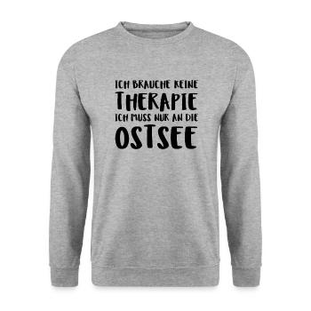 Ich Brauche Keine Therapie Ich Muss Nur An Die Os - Unisex Pullover - Weißgrau meliert - Vorne - Alina (178cm) & Michal (187cm)