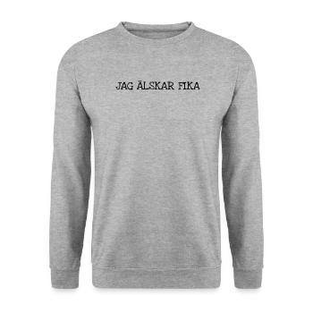 Jag Älskar Fika - Unisex Pullover - Weißgrau meliert - Vorne - Alina (178cm) & Michal (187cm)