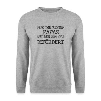 Nur Die Besten Papas Werden Zum Opa Befördert. - Unisex Pullover - Weißgrau meliert - Vorne - Alina (178cm) & Michal (187cm)