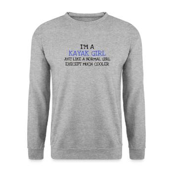 Im A Kayak Girl Just Like A Normal Girl Exec - Unisex Pullover - Weißgrau meliert - Vorne - Alina (178cm) & Michal (187cm)
