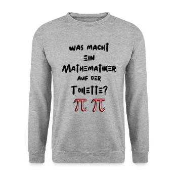 Was macht ein Mathematiker auf der Toilette. - Unisex Pullover - Weißgrau meliert - Vorne - Alina (178cm) & Michal (187cm)