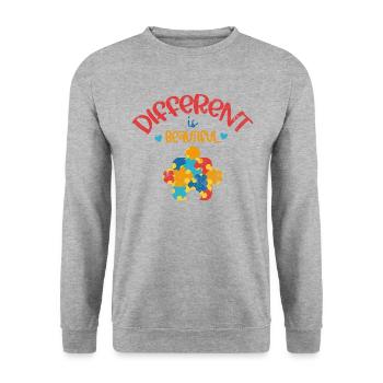 ADHS AUTIST ANDERS IST SCHÖN PUZZLE SPRUCH MOTIVE - Unisex Pullover - Weißgrau meliert - Vorne - Alina (178cm) & Michal (187cm)