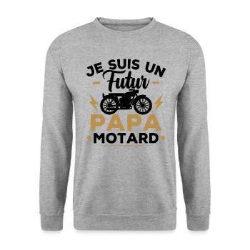 Je suis un futur papa motard - Sweat-shirt Unisexe - gris chiné - Devant - Alina (178cm) & Michal (187cm)