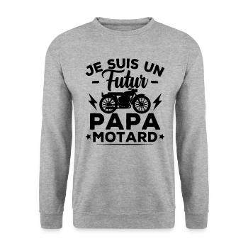 Je suis un futur papa motard - Sweat-shirt Unisexe - gris chiné - Devant - Alina (178cm) & Michal (187cm)