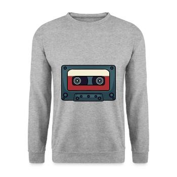 Retro Cassette Audio Tape - Unisex Sweatshirt - salt & pepper - Front - Alina (178cm) & Michal (187cm)