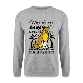 Pas de vie sans nature préservons notre belle... - Sweat-shirt Unisexe - gris chiné - Devant - Alina (178cm) & Michal (187cm)