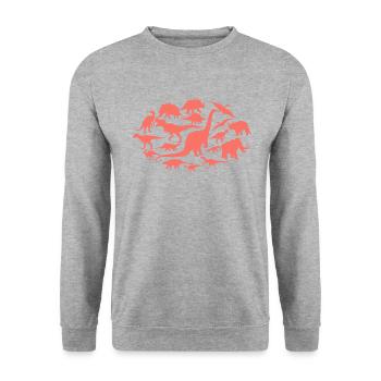 Chemise T-Rex Dinosaure Collection Cadeau - Sweat-shirt Unisexe - gris chiné - Devant - Alina (178cm) & Michal (187cm)
