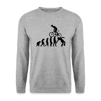 Evolution MTB Mountain Biking Bike Mountainbike - Unisex Pullover - Weißgrau meliert - Vorne - Alina (178cm) & Michal (187cm)