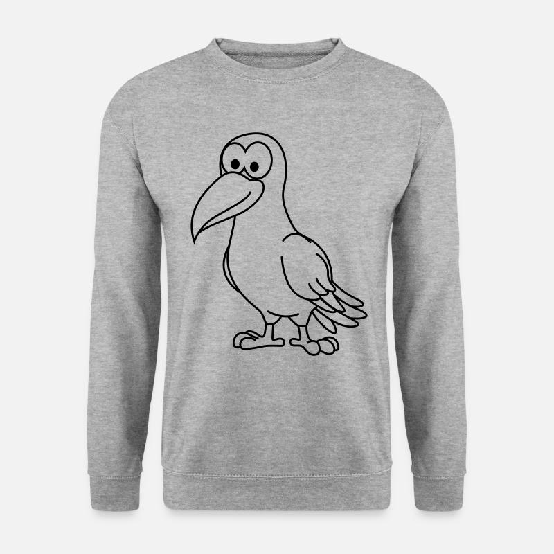Krähe Comic Tier - Unisex Pullover - Weißgrau meliert