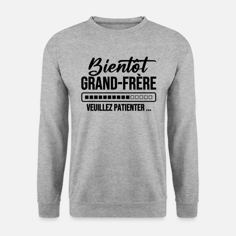 Bald großer Bruder, bitte warten - Unisex Pullover - Weißgrau meliert