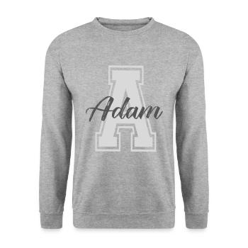 prénom ADAM fête nom tshirt personnalisé adam - Sweat-shirt Unisexe - gris chiné - Devant - Alina (178cm) & Michal (187cm)
