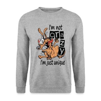 Ich bin nicht verrückt, ich bin nur einzigartig - Unisex Pullover - Weißgrau meliert - Vorne - Alina (178cm) & Michal (187cm)
