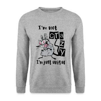 Ich bin nicht verrückt, ich bin nur einzigartig - Unisex Pullover - Weißgrau meliert - Vorne - Alina (178cm) & Michal (187cm)