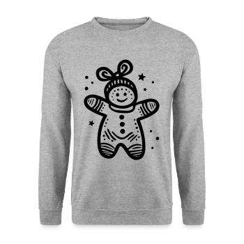Bonhomme en pain d’épice - Sweat-shirt Unisexe - gris chiné - Devant - Alina (178cm) & Michal (187cm)
